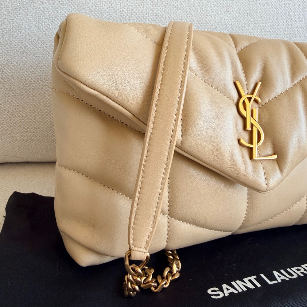 Saint Laurent Toy Puffer Lambskin Quilter Shoulder Bag Beige - Picture 2 of 16